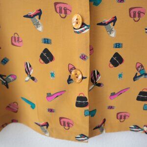 Vintage Patchington Silk Shoes and Bag Print Top | M